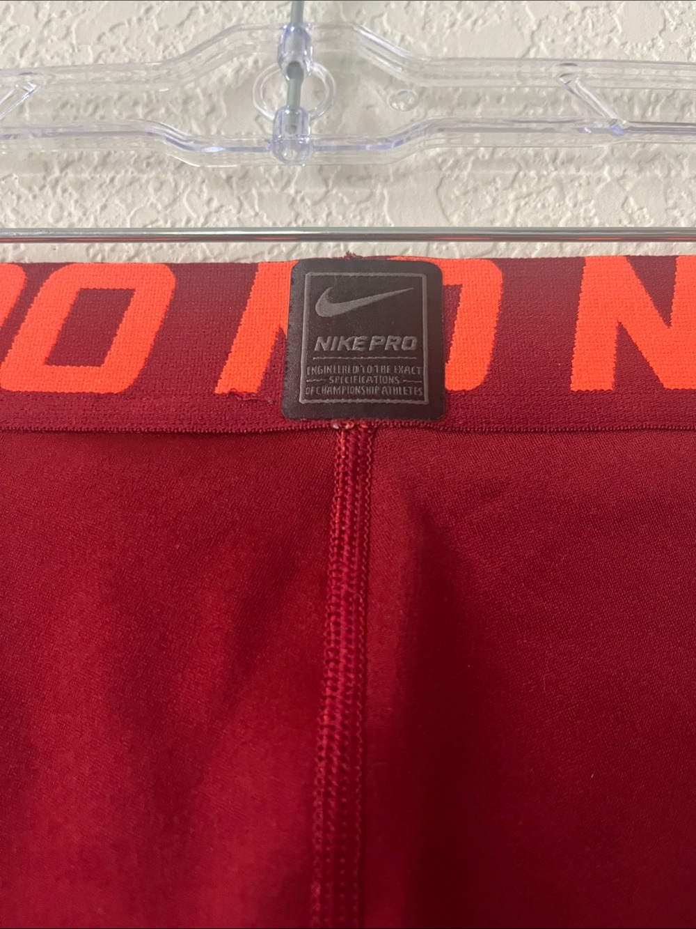 Nike Youth Boys Small Burgundy Nike Pro Compression Leggings with Neon Orange - Picture 9 of 11